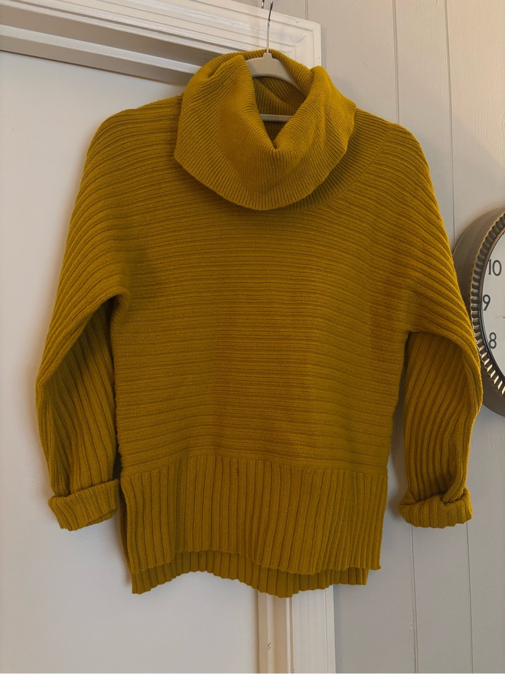 Anthropologie Moth XS Mustard Turtleneck Ribbed Sweater